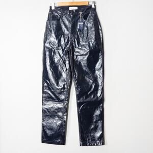 Abercrombie Curve Love Faux Leather Pants Black Size 27 90s Straight Leg